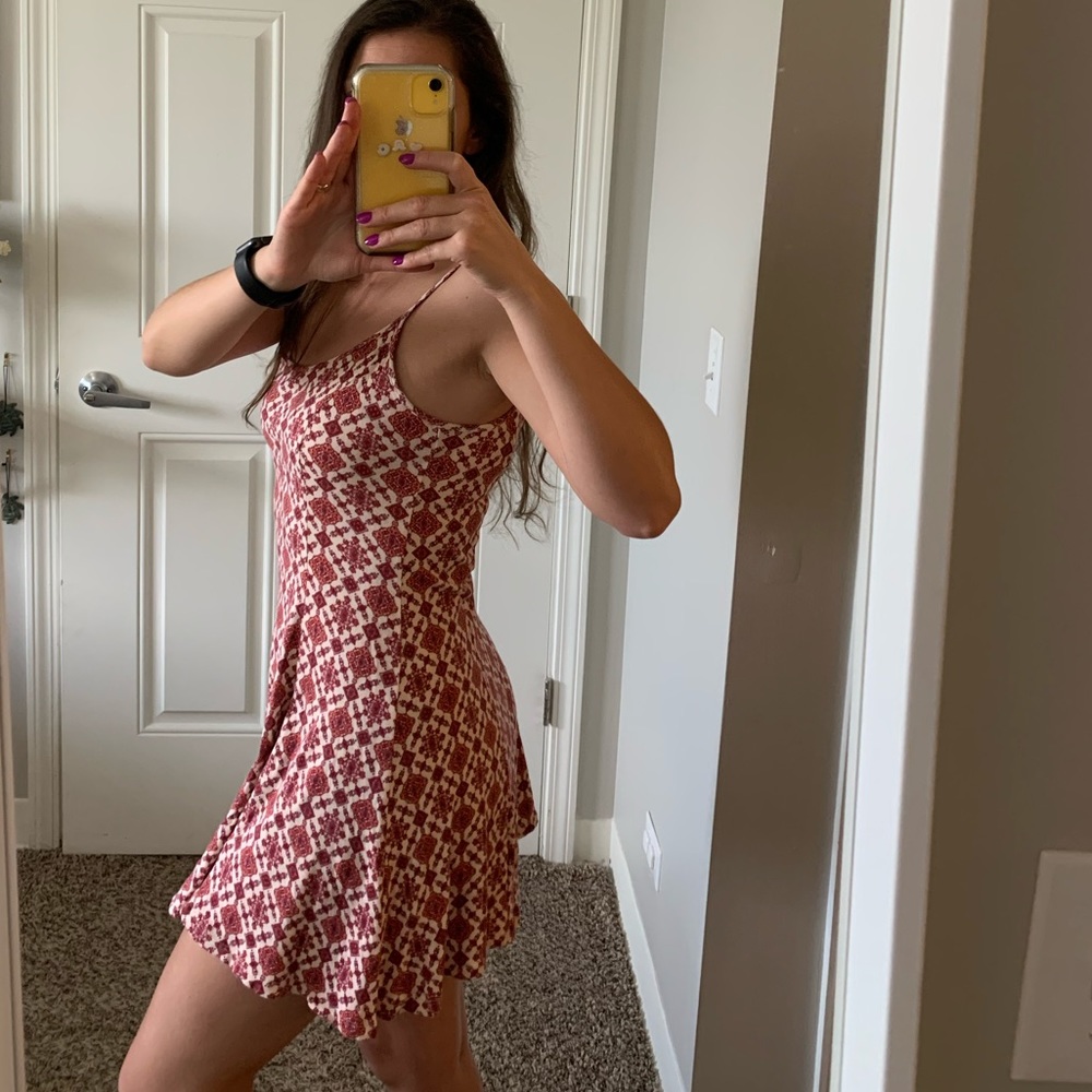 Spaghetti strap printed mini dress